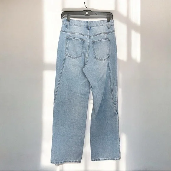 NWOT Commense Seamed Jeans Straight Leg High Rise Denim Medium Wash Blue Size S - Picture 5 of 5